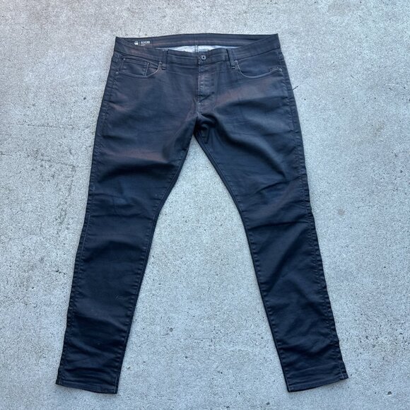G-Star RAW Revend Skinny Waxed Jeans Mens 40x32Black Denim Slim Fit Casual
